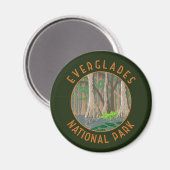 Everglades Nationalpark Retro Distressed Circle Magnet (Vorderseite/Rückseite)