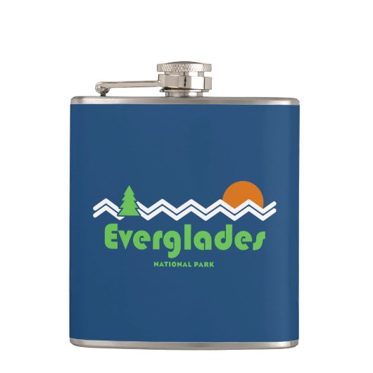 Everglades Nationalpark Retro Flachmann (Vorderseite)