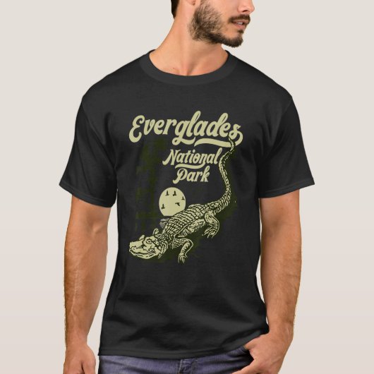 Everglades Nationalpark Vintages Krokodil T-Shirt (Vorderseite)