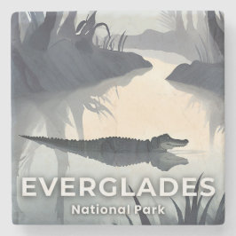 Everglades Nationalpark | Wasserfarben-Alligator Steinuntersetzer