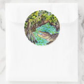 Everglades Watercolor Crocodile Alligator Florida Runder Aufkleber (Tasche)