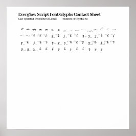 Everglow Script-Schriftart Glyphs-Kontaktformular Poster