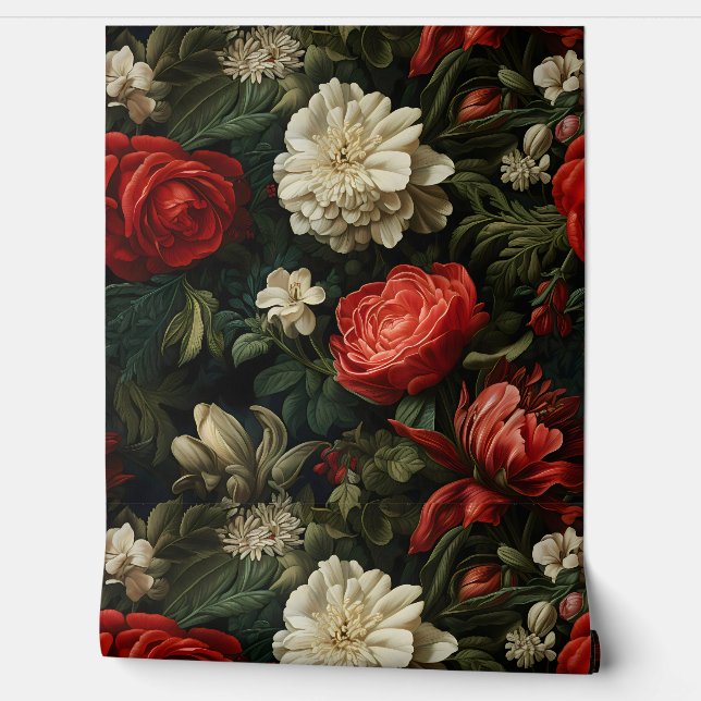 Everglow Weihnachten Florals Botanical Tapete (Abrollen)