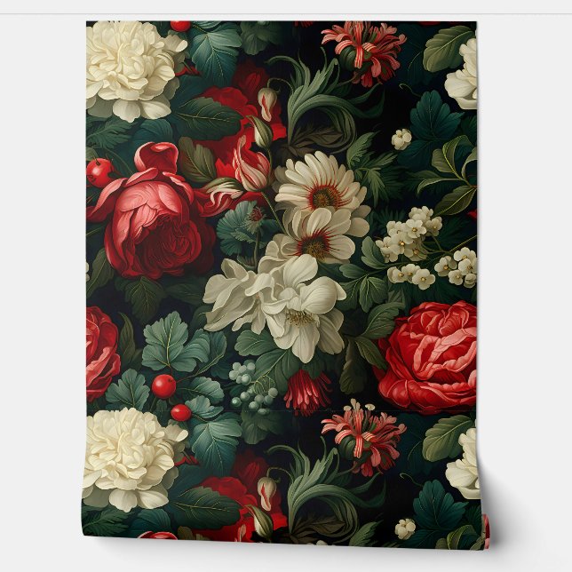 Everglow Weihnachten Florals Botanical Tapete (Abrollen)