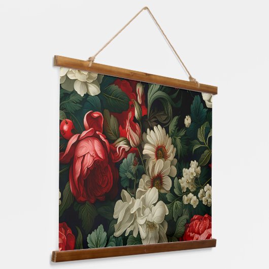 Everglow Weihnachten Florals Botanical Wandteppich Mit Holzrahmen (Gewinkelt)