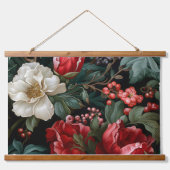 Everglow Weihnachten Florals Botanical Wandteppich Mit Holzrahmen (Vorne)