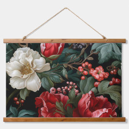 Everglow Weihnachten Florals Botanical Wandteppich Mit Holzrahmen