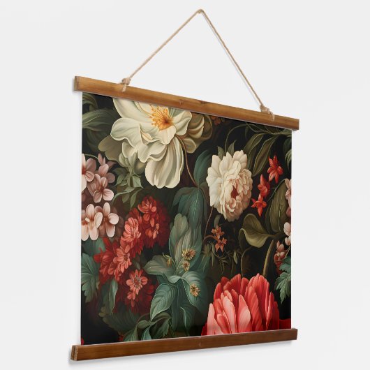 Everglow Weihnachten Florals Botanical Wandteppich Mit Holzrahmen (Gewinkelt)