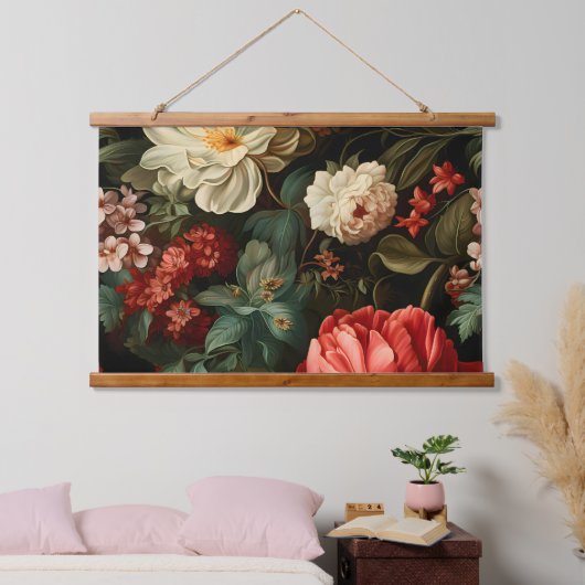 Everglow Weihnachten Florals Botanical Wandteppich Mit Holzrahmen (Schlafzimmer)