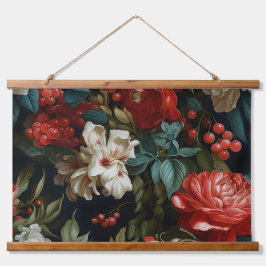 Everglow Weihnachten Florals Botanical Wandteppich Mit Holzrahmen