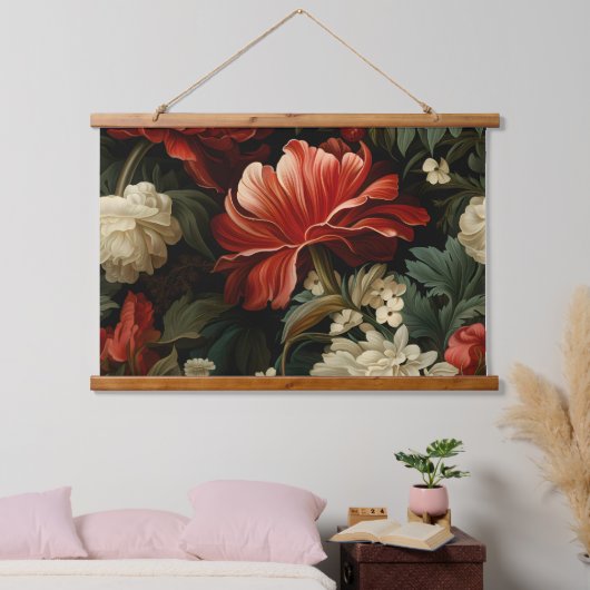 Everglow Weihnachten Florals Botanical Wandteppich Mit Holzrahmen (Schlafzimmer)