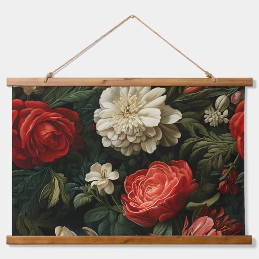 Everglow Weihnachten Florals Botanical Wandteppich Mit Holzrahmen (Vorne)