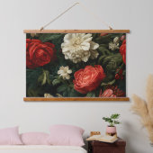 Everglow Weihnachten Florals Botanical Wandteppich Mit Holzrahmen (Schlafzimmer)