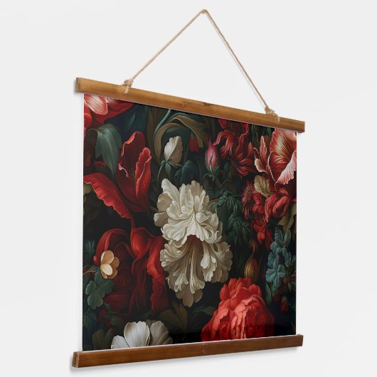 Everglow Weihnachten Florals Botanical Wandteppich Mit Holzrahmen (Gewinkelt)