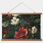 Everglow Weihnachten Florals Botanical Wandteppich Mit Holzrahmen (Vorne)