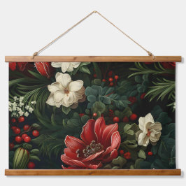 Everglow Weihnachten Florals Botanical Wandteppich Mit Holzrahmen