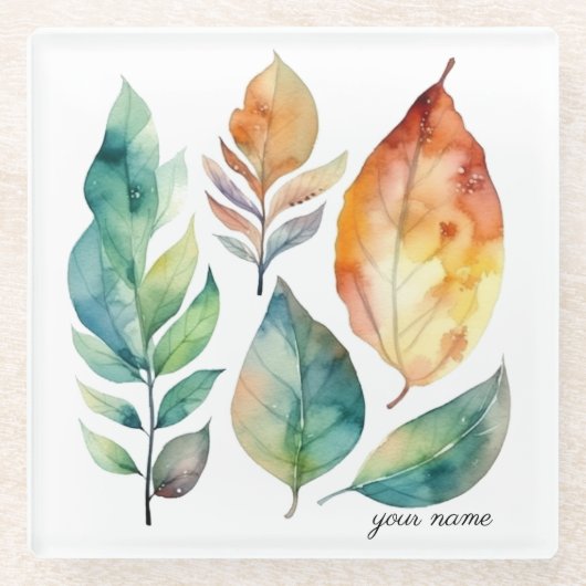 Evergreen & Amber Foliage Art, Brauch Glasuntersetzer (Vorderseite)