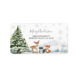 Evergreen Animal Winter Onederland-Adresse Adressaufkleber