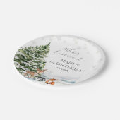 Evergreen Animal Winter Onederland Birthday Pappteller (Schrägansicht)