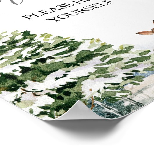 Evergreen Animal Winter Onederland Drinks Sign Poster (Ecke)