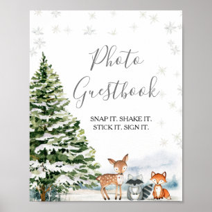 Evergreen Animal Winter Onederland Foto Guestbook Poster