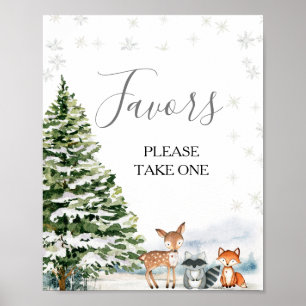 Evergreen Animal Winter Onederland Geburtstagsfavo Poster