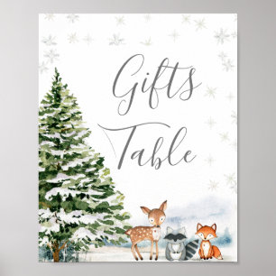 Evergreen Animal Winter Onederland-Geschenktisch Poster