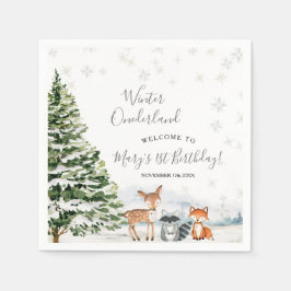 Evergreen Animal Winter Onederland Paper Serviette