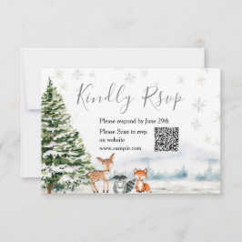 Evergreen Animal Winter Onederland RSVP-Karte Dankeskarte