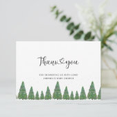 Evergreen Baby Dusche Vielen Dank Dankeskarte (Stehend Vorderseite)