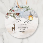Evergreen Baby mit kalter Außendusche Geschenkanhänger (Vorderseite)