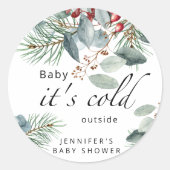 Evergreen Baby mit kalter Außendusche Runder Aufkleber (Vorderseite)