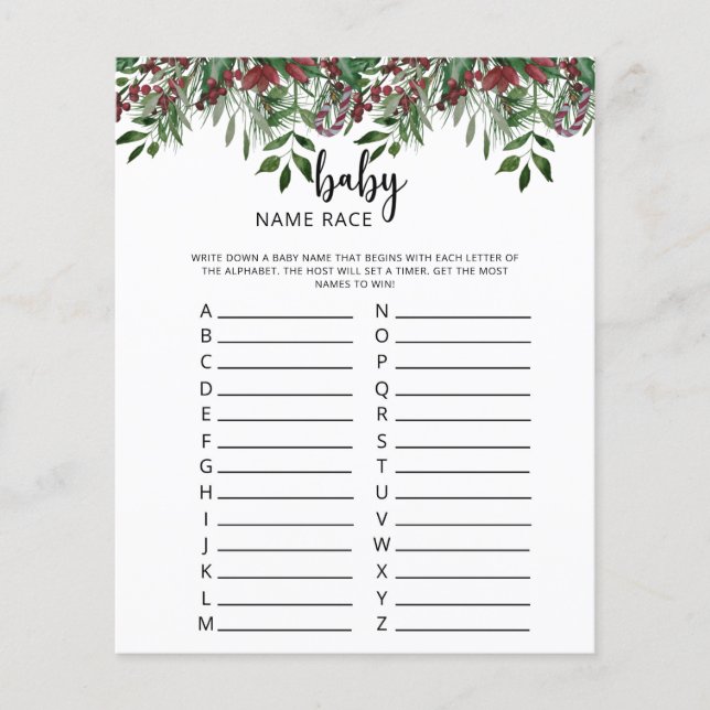 Evergreen Baby Name Race (Vorderseite)