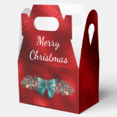 Evergreen, Berries, Green Bow Red Imitats Foil Geschenkschachtel (Geöffnet)