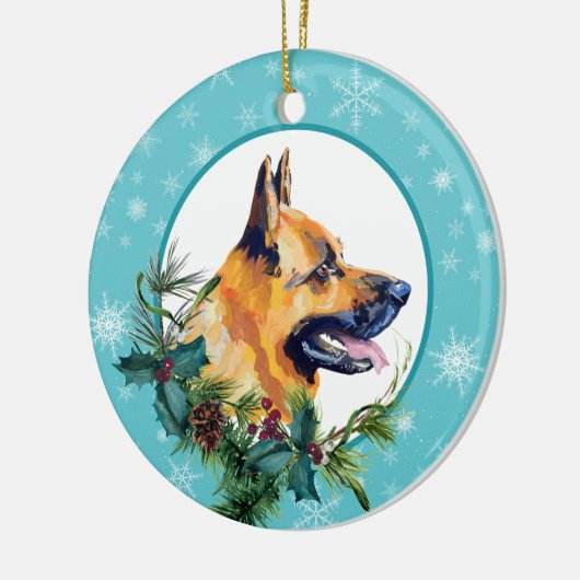 Evergreen Blue Snowflake Border Keramik Ornament (Links)