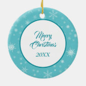 Evergreen Blue Snowflake Border Keramik Ornament (Hinten)