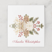 Evergreen Blume Winter Wedding Platzkarte (Außenseite Aufgefaltet)