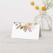 Evergreen Blume Winter Wedding Platzkarte (Rückseite)