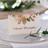 Evergreen Blume Winter Wedding Platzkarte