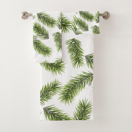 Evergreen Branch Muster Badhandtuch Set (Insitu)