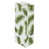 Evergreen Branch Muster Geschenktüte Für Weinflaschen (Vorderseite Schrägansicht)