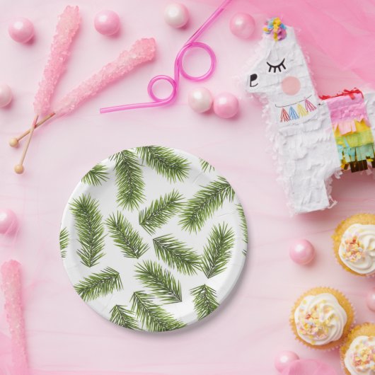 Evergreen Branch Muster Pappteller (Party)