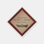 Evergreen Branches + Canoe Kariert Wedding Napkins Serviette (Ecke)