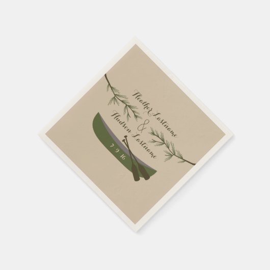 Evergreen Branches + Canoe Wedding Napkins Serviette (Ecke)