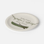 Evergreen Branches + Canoe Wedding Pappteller (Schrägansicht)