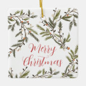 Evergreen Branches Festtage Foto Weihnachten Keramikornament (Vorderseite)