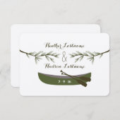 Evergreen Branches + Kanu Hochzeit Speichern Sie d Save The Date (Vorne/Hinten)