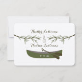 Evergreen Branches + Kanu Hochzeit Speichern Sie d Save The Date (Vorderseite)
