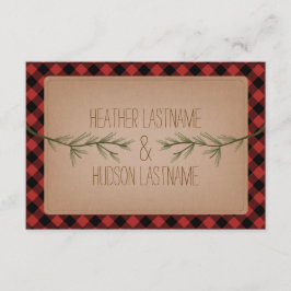 Evergreen Branches Kariert Wedding R.S.V.P. RSVP Karte