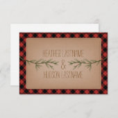 Evergreen Branches Kariert Wedding R.S.V.P. RSVP Karte (Vorne/Hinten)